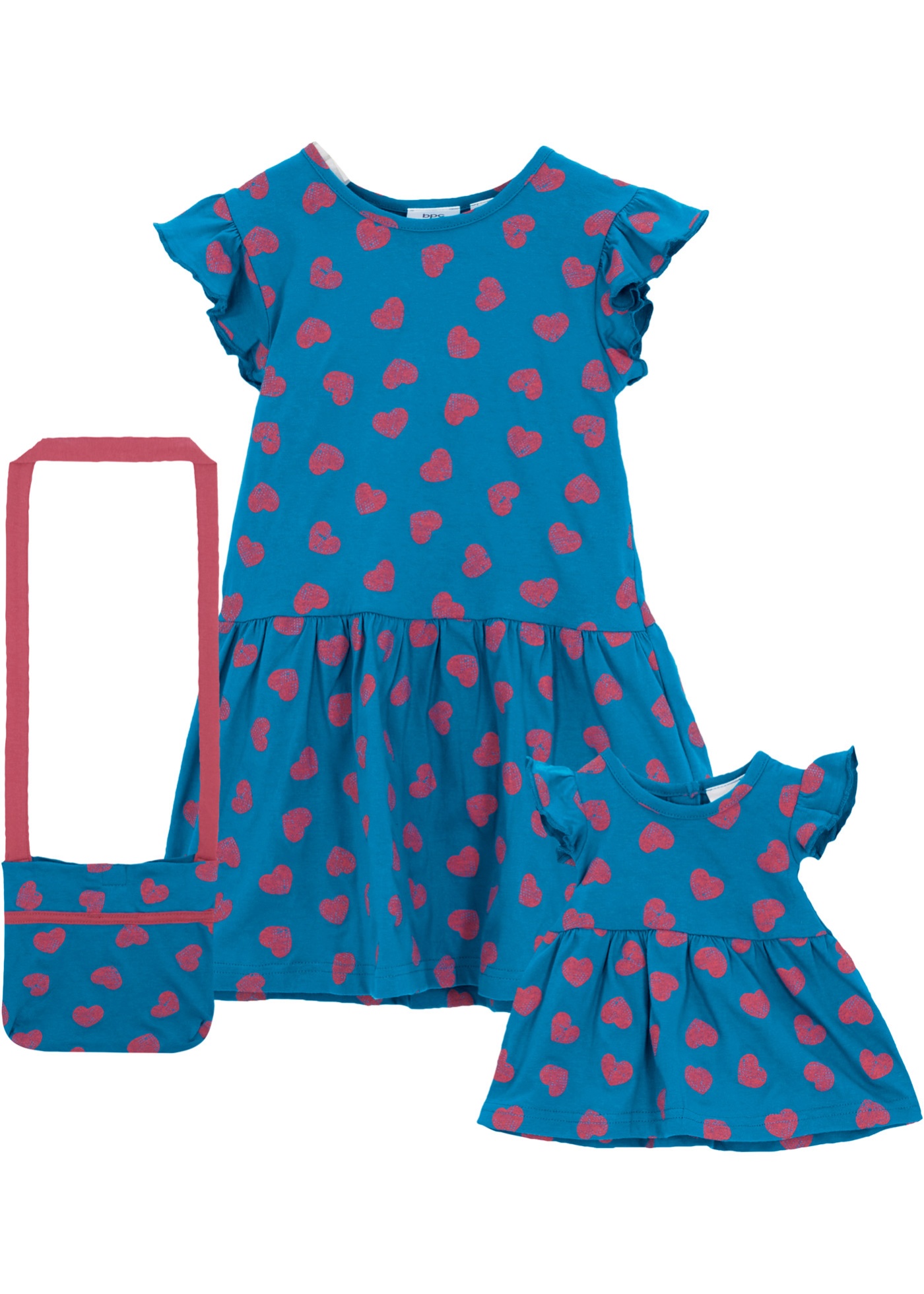 Dievčenské džersejové šaty  taška  šaty pre bábiku (3 ks)