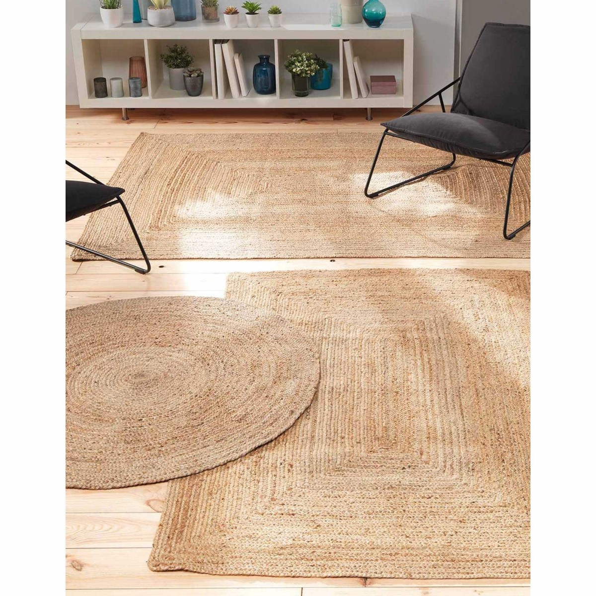 Obdĺžnikový jutový koberec béžová 120x180cm