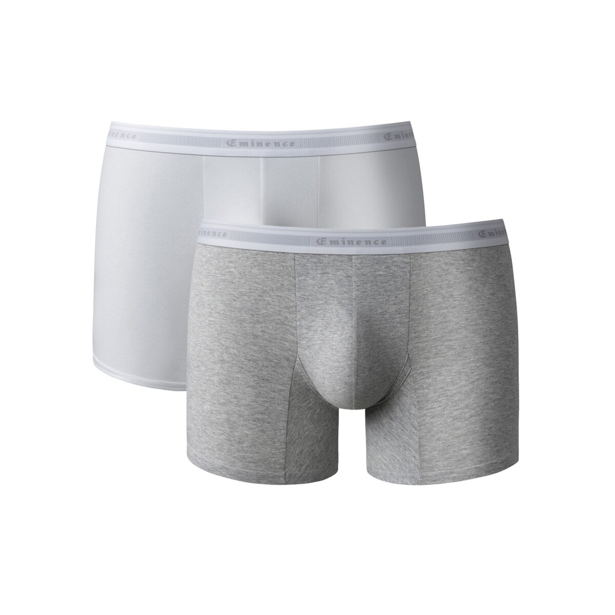 Súprava 2 jednofarebných boxeriek confort premium sivý melír bílá 93 100 (L)