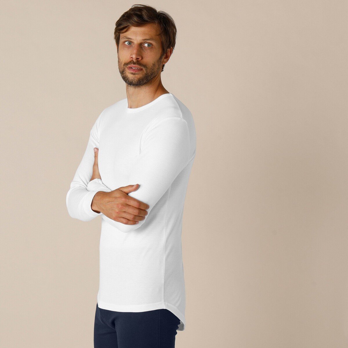 Spodné tričko s dlhými rukávmi z polyesteru, súprava 2 ks biela 85 92 (M)