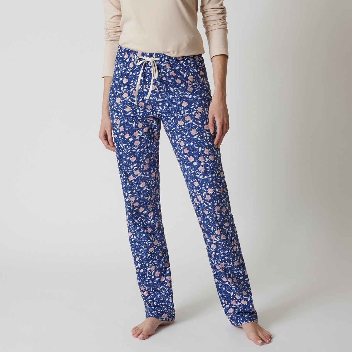 Pyžamové nohavice s potlačou kvetín nám.modrá lila 34 36