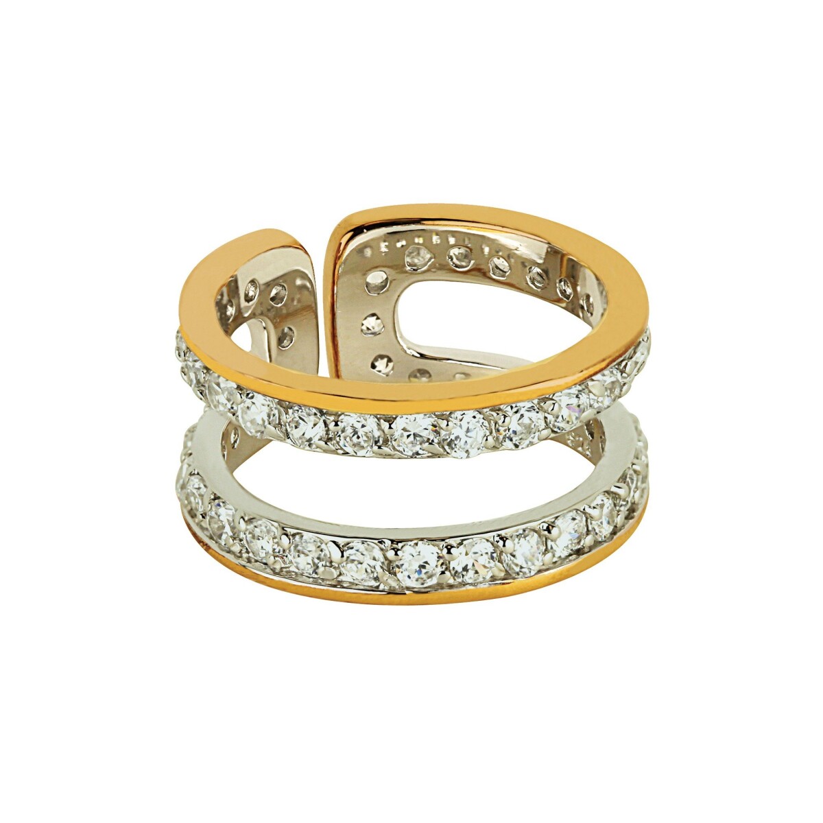 Nastaviteľný dvojitý prsteň s krištáľmi zlatá uni