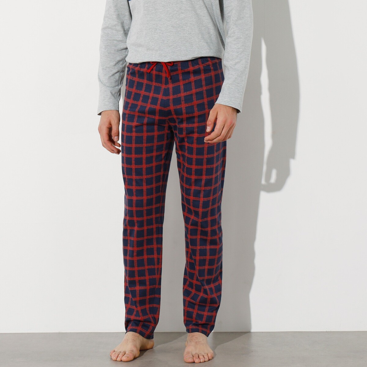 Pyžamové nohavice s kockovaným vzorom nám.modrá červená 36 38